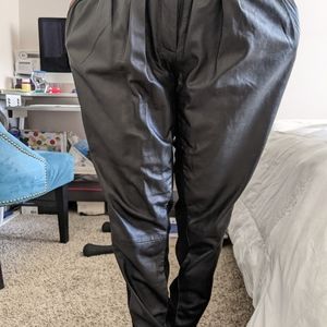 Preen Line Leather and Polyester pants